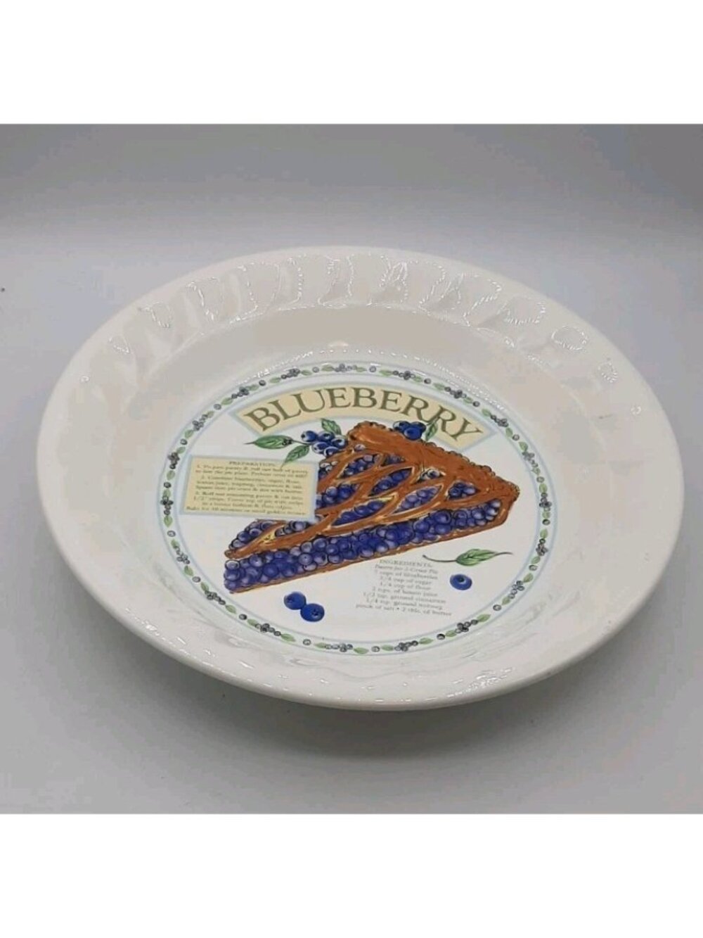 VTG Himark Korea Blueberry Pie Recipe Plate From The Golden Pie Collection 10.5"